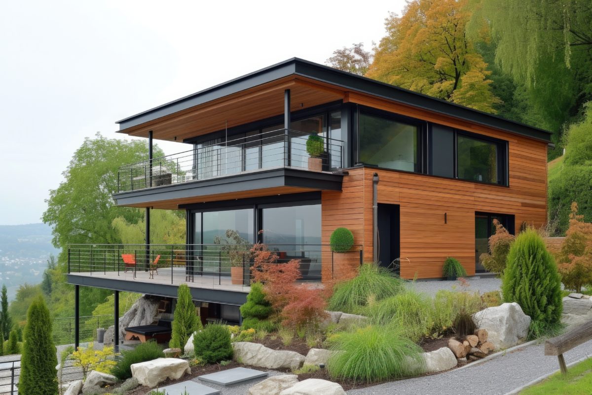 Image 3D d'une construction en bois