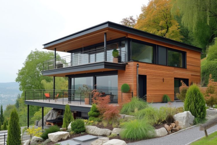 Image 3D d'une construction en bois